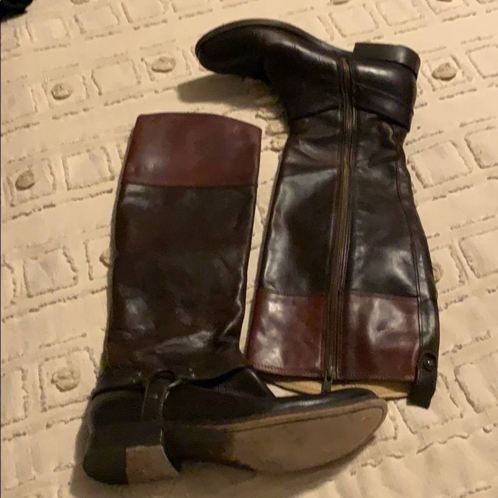 FRYE MELISSA HARNESS 2-Tone Equestrian LEATHER RIDING BOOTS